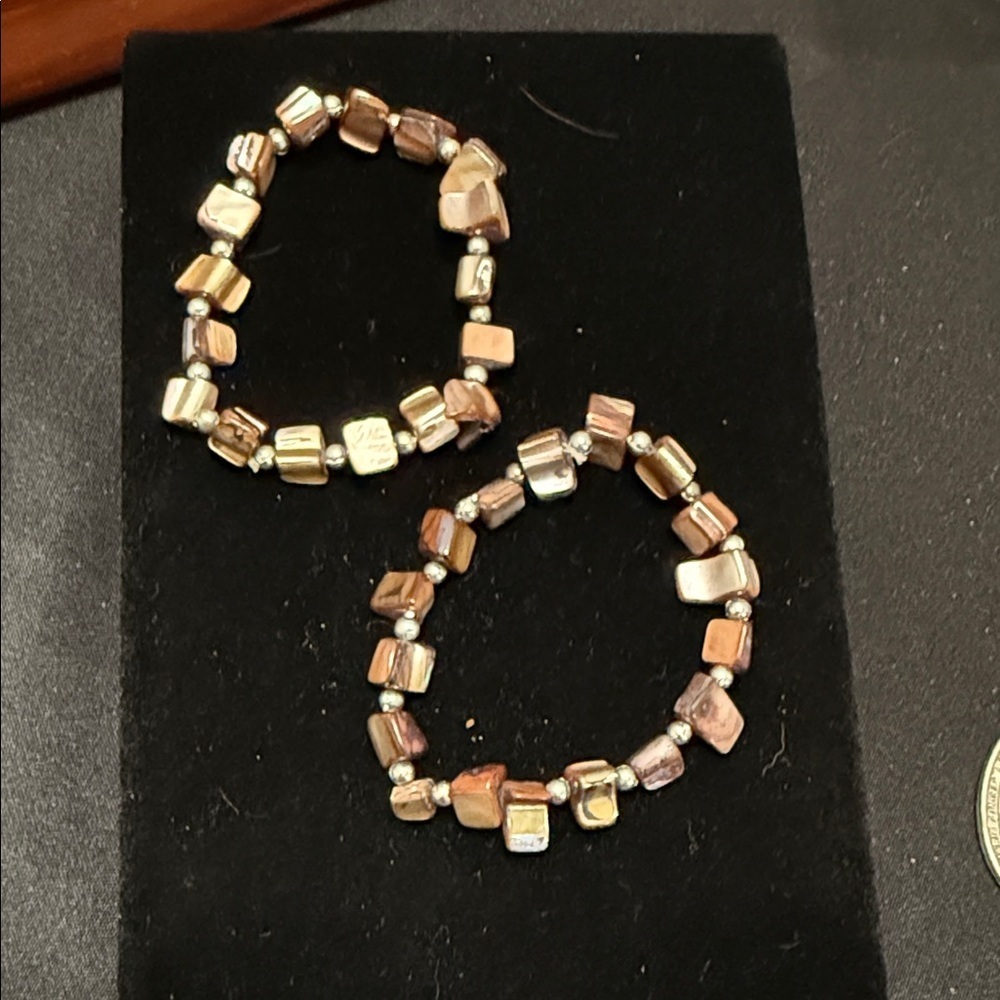 Gold and Brown Beaded Bracelet Set